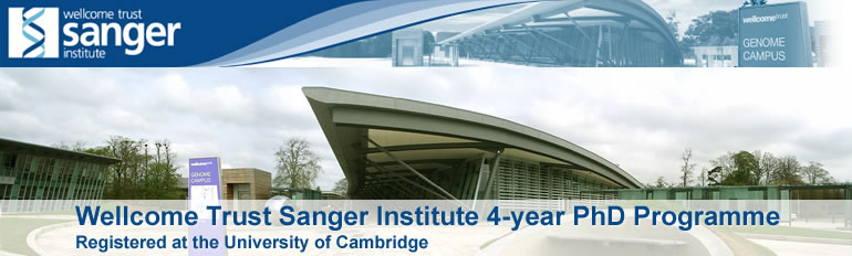 Wellcome Trust Sanger Institute, 4-Year PhD Programme Wellcome Trust Sanger Institute Header