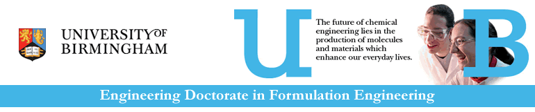 University of Birmingham 4 Year PhD Studentships in Formulation Engineering