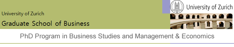 University of Zurich, PhD Program in Business Studies and Management & Economics