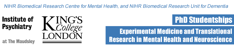 KCL, PhD Studentships &ndash; Experimental Medicine and Translational Research in Mental Health and Neuroscience